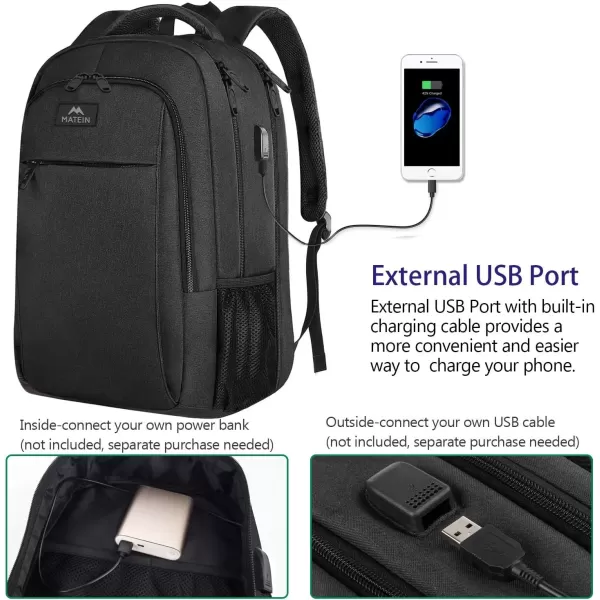 imageMATEIN Extra Large Backpack 17 Inch Travel Laptop Backpack with USB Charging Port Anti Theft TSA Friendly Business Work College Computer Backpack for Men Women BlackBlack