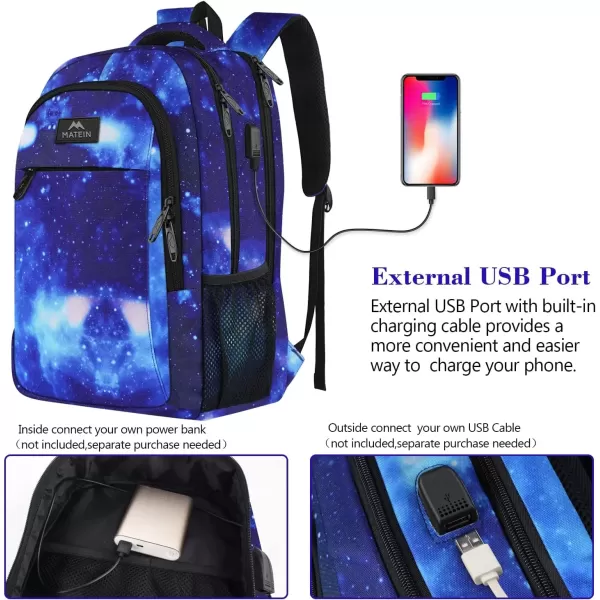 imageMATEIN Extra Large Backpack 17 Inch Travel Laptop Backpack with USB Charging Port Anti Theft TSA Friendly Business Work College Computer Backpack for Men Women BlackGalaxy