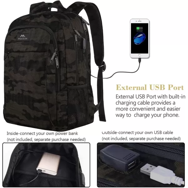 imageMATEIN Extra Large Backpack 17 Inch Travel Laptop Backpack with USB Charging Port Anti Theft TSA Friendly Business Work College Computer Backpack for Men Women BlackCamouflage