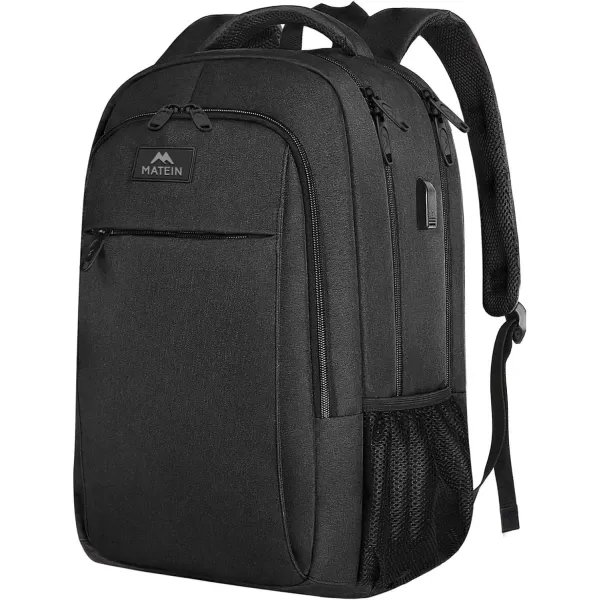 imageMATEIN Extra Large Backpack 17 Inch Travel Laptop Backpack with USB Charging Port Anti Theft TSA Friendly Business Work College Computer Backpack for Men Women BlackBlack Charcoal