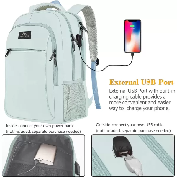 imageMATEIN Extra Large Backpack 17 Inch Travel Laptop Backpack with USB Charging Port Anti Theft TSA Friendly Business Work College Computer Backpack for Men Women BlackLight Blue