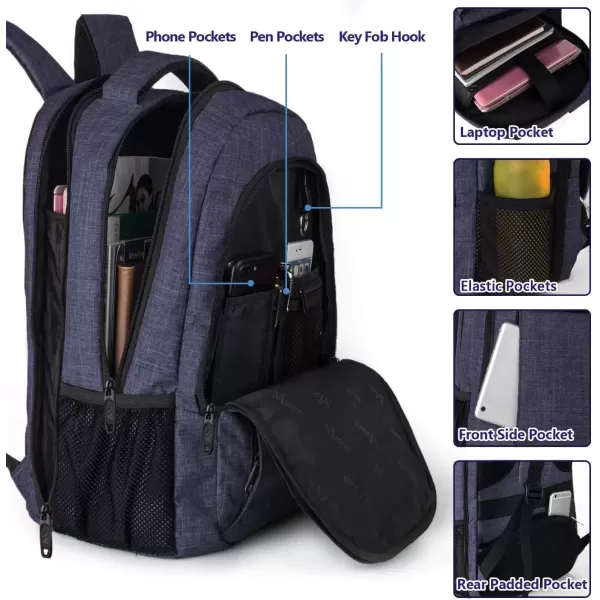 imageMATEIN Extra Large Backpack 17 Inch Travel Laptop Backpack with USB Charging Port Anti Theft TSA Friendly Business Work College Computer Backpack for Men Women BlackNavy Blue