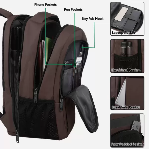 imageMATEIN Extra Large Backpack 17 Inch Travel Laptop Backpack with USB Charging Port Anti Theft TSA Friendly Business Work College Computer Backpack for Men Women BlackDark Brown