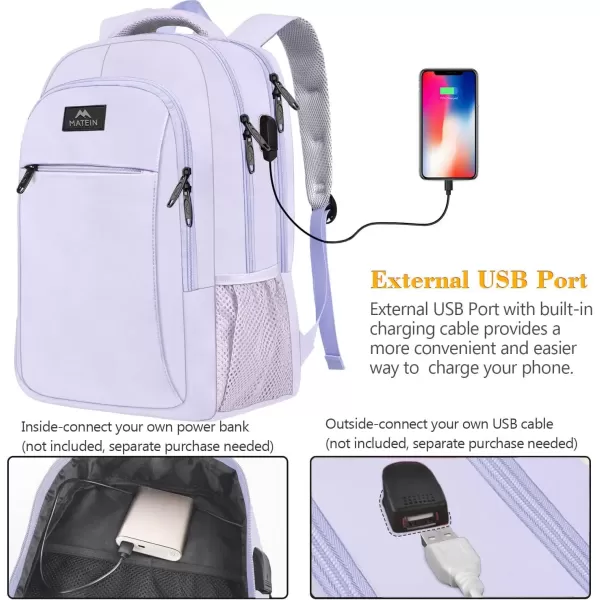 imageMATEIN Extra Large Backpack 17 Inch Travel Laptop Backpack with USB Charging Port Anti Theft TSA Friendly Business Work College Computer Backpack for Men Women BlackLavender Purple