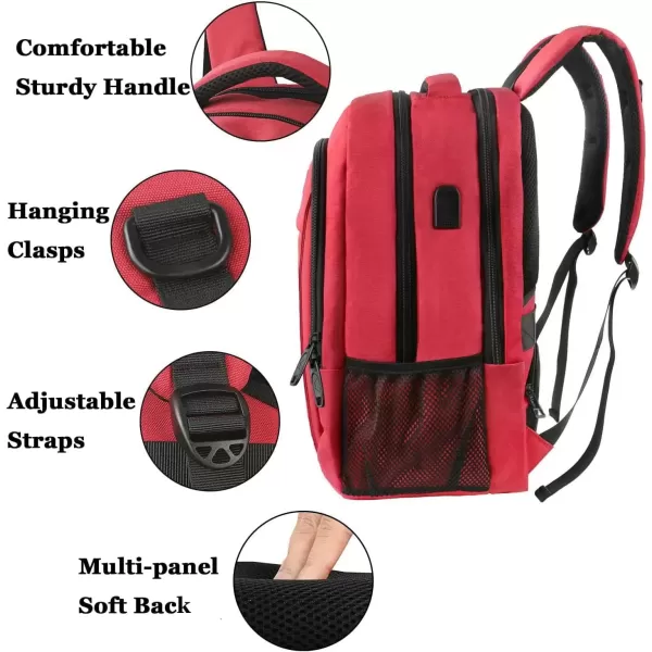 imageMATEIN Extra Large Backpack 17 Inch Travel Laptop Backpack with USB Charging Port Anti Theft TSA Friendly Business Work College Computer Backpack for Men Women BlackRed