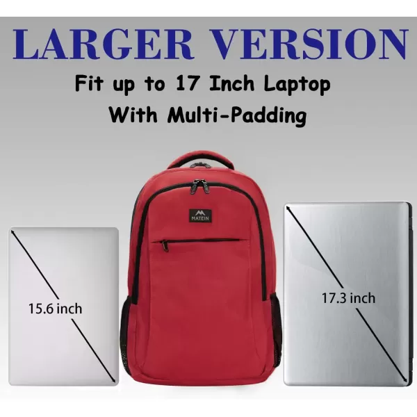 imageMATEIN Extra Large Backpack 17 Inch Travel Laptop Backpack with USB Charging Port Anti Theft TSA Friendly Business Work College Computer Backpack for Men Women BlackDeep Red