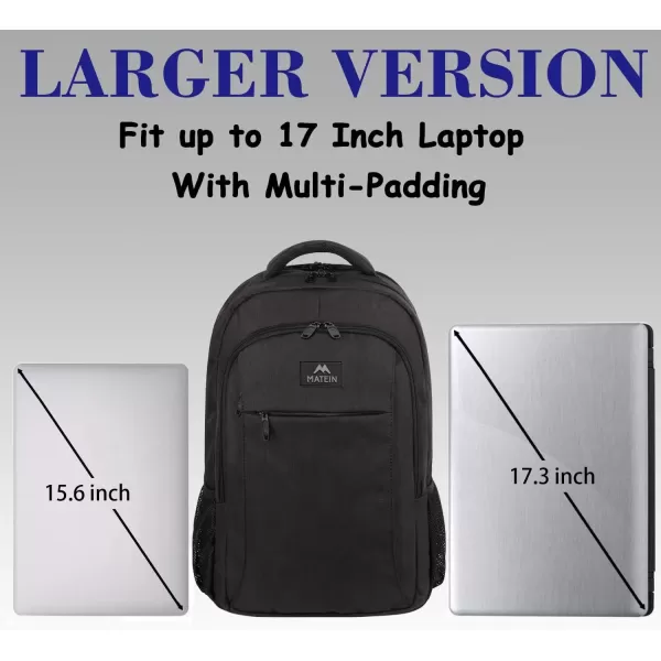 imageMATEIN Extra Large Backpack 17 Inch Travel Laptop Backpack with USB Charging Port Anti Theft TSA Friendly Business Work College Computer Backpack for Men Women BlackBlack