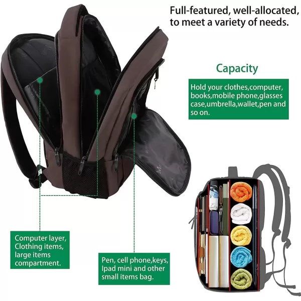 imageMATEIN Extra Large Backpack 17 Inch Travel Laptop Backpack with USB Charging Port Anti Theft TSA Friendly Business Work College Computer Backpack for Men Women BlackTawny Brown