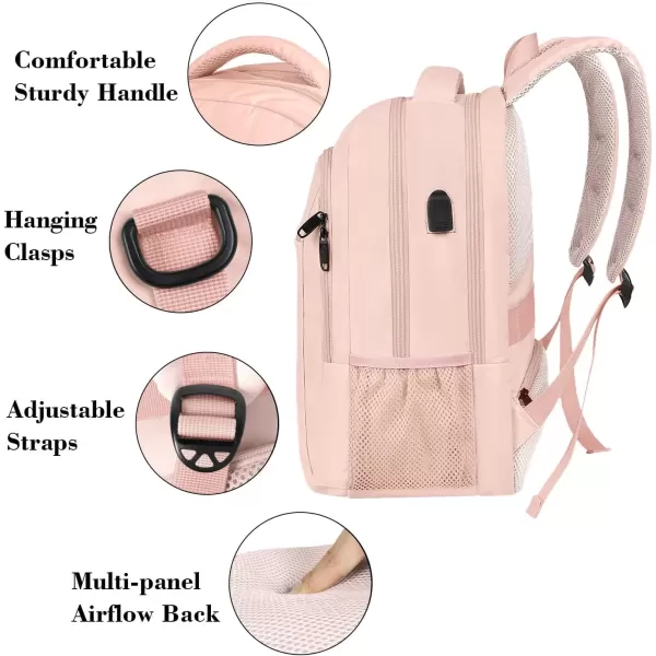 imageMATEIN Extra Large Backpack 17 Inch Travel Laptop Backpack with USB Charging Port Anti Theft TSA Friendly Business Work College Computer Backpack for Men Women BlackLight Pink