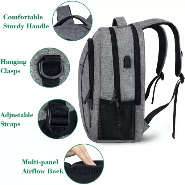 imageMATEIN Extra Large Backpack 17 Inch Travel Laptop Backpack with USB Charging Port Anti Theft TSA Friendly Business Work College Computer Backpack for Men Women BlackAustere Grey
