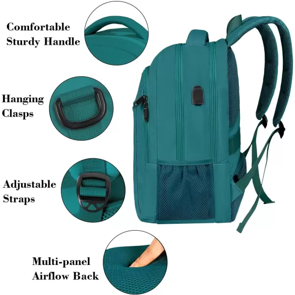 imageMATEIN Extra Large Backpack 17 Inch Travel Laptop Backpack with USB Charging Port Anti Theft TSA Friendly Business Work College Computer Backpack for Men Women BlackPeacock Blue
