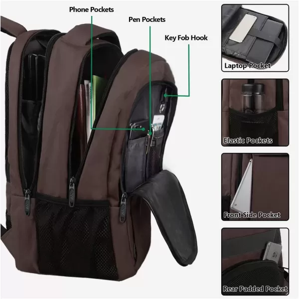 imageMATEIN Extra Large Backpack 17 Inch Travel Laptop Backpack with USB Charging Port Anti Theft TSA Friendly Business Work College Computer Backpack for Men Women BlackTawny Brown