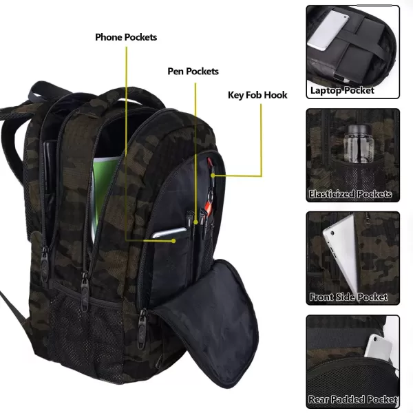 imageMATEIN Extra Large Backpack 17 Inch Travel Laptop Backpack with USB Charging Port Anti Theft TSA Friendly Business Work College Computer Backpack for Men Women BlackCamouflage