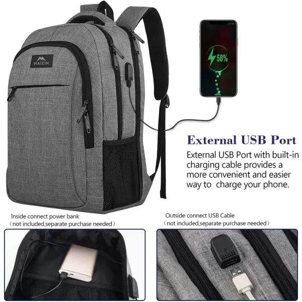 imageMATEIN Extra Large Backpack 17 Inch Travel Laptop Backpack with USB Charging Port Anti Theft TSA Friendly Business Work College Computer Backpack for Men Women BlackGrey