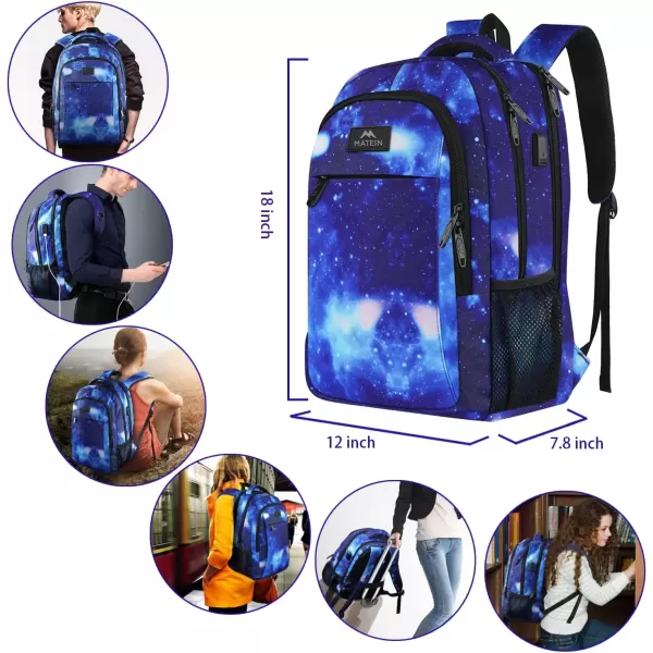 imageMATEIN Extra Large Backpack 17 Inch Travel Laptop Backpack with USB Charging Port Anti Theft TSA Friendly Business Work College Computer Backpack for Men Women BlackGalaxy