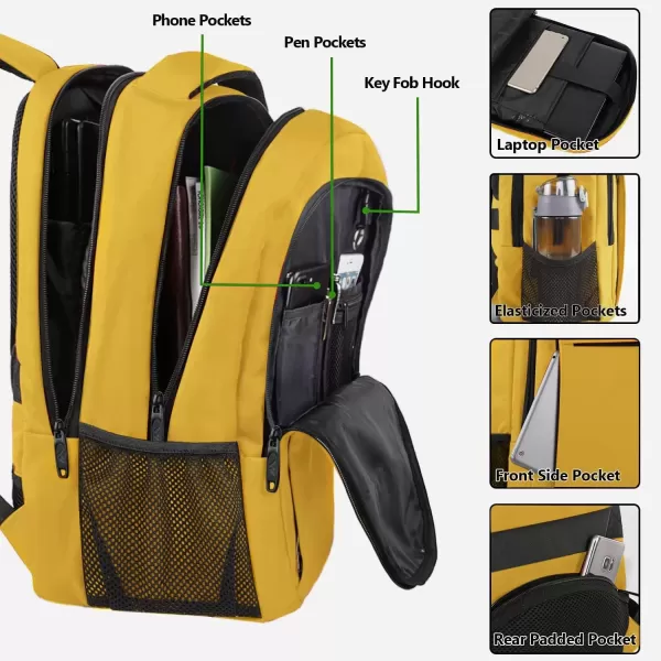 imageMATEIN Extra Large Backpack 17 Inch Travel Laptop Backpack with USB Charging Port Anti Theft TSA Friendly Business Work College Computer Backpack for Men Women BlackYellow