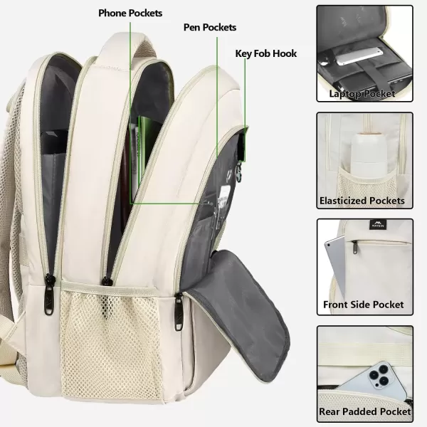 imageMATEIN Extra Large Backpack 17 Inch Travel Laptop Backpack with USB Charging Port Anti Theft TSA Friendly Business Work College Computer Backpack for Men Women BlackBeige