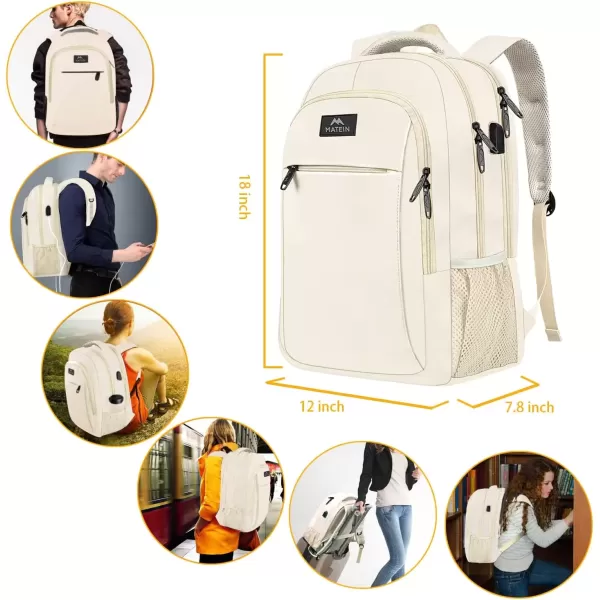 imageMATEIN Extra Large Backpack 17 Inch Travel Laptop Backpack with USB Charging Port Anti Theft TSA Friendly Business Work College Computer Backpack for Men Women BlackBeige