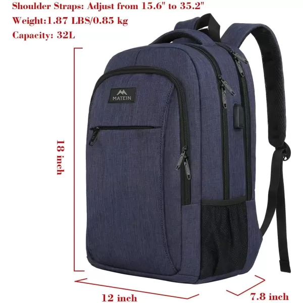 imageMATEIN Extra Large Backpack 17 Inch Travel Laptop Backpack with USB Charging Port Anti Theft TSA Friendly Business Work College Computer Backpack for Men Women BlackBlue