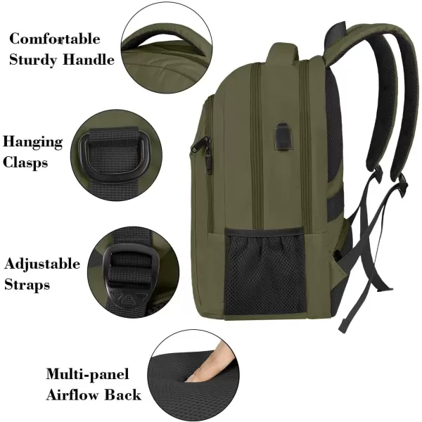 imageMATEIN Extra Large Backpack 17 Inch Travel Laptop Backpack with USB Charging Port Anti Theft TSA Friendly Business Work College Computer Backpack for Men Women BlackDark Green