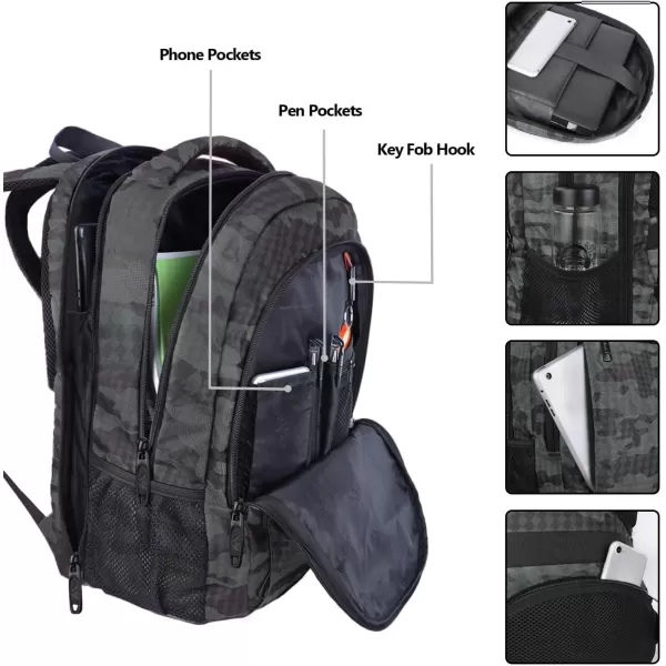 imageMATEIN Extra Large Backpack 17 Inch Travel Laptop Backpack with USB Charging Port Anti Theft TSA Friendly Business Work College Computer Backpack for Men Women BlackCamo Grey