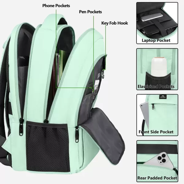 imageMATEIN Extra Large Backpack 17 Inch Travel Laptop Backpack with USB Charging Port Anti Theft TSA Friendly Business Work College Computer Backpack for Men Women BlackMint Green
