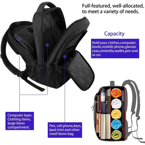 imageMATEIN Extra Large Backpack 17 Inch Travel Laptop Backpack with USB Charging Port Anti Theft TSA Friendly Business Work College Computer Backpack for Men Women BlackDeep Black