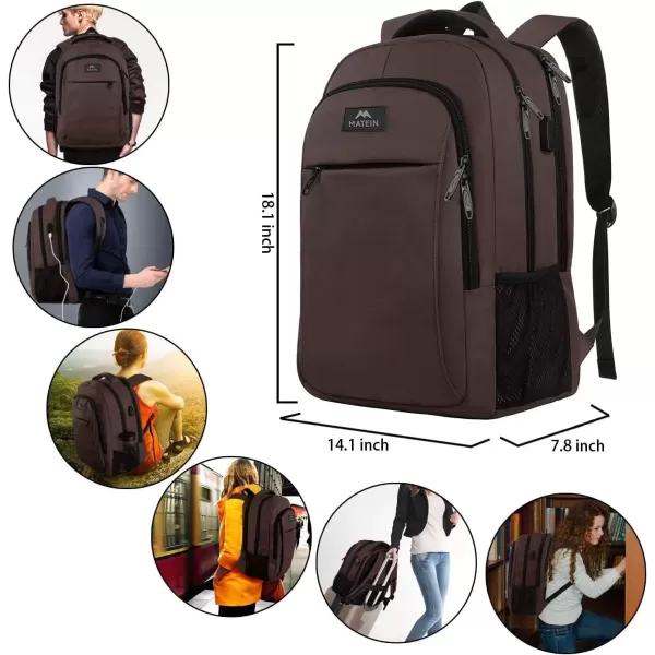 imageMATEIN Extra Large Backpack 17 Inch Travel Laptop Backpack with USB Charging Port Anti Theft TSA Friendly Business Work College Computer Backpack for Men Women BlackTawny Brown