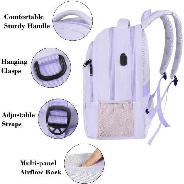 imageMATEIN Extra Large Backpack 17 Inch Travel Laptop Backpack with USB Charging Port Anti Theft TSA Friendly Business Work College Computer Backpack for Men Women BlackLavender Purple