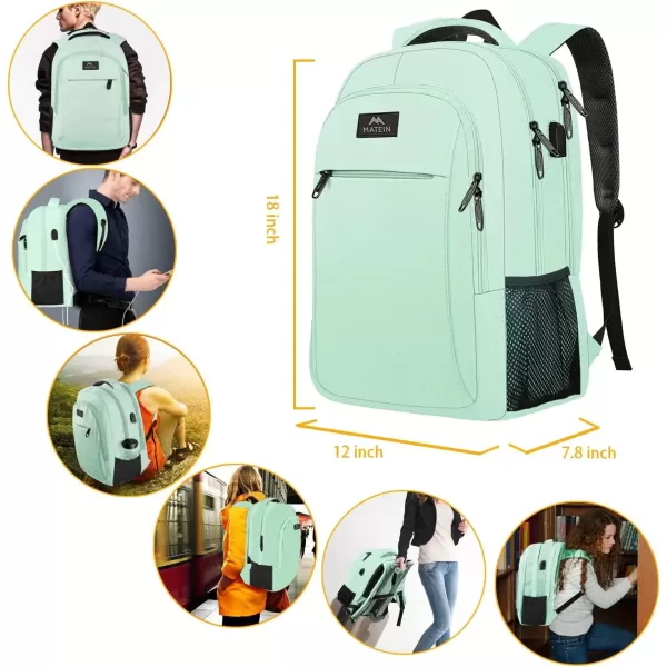 imageMATEIN Extra Large Backpack 17 Inch Travel Laptop Backpack with USB Charging Port Anti Theft TSA Friendly Business Work College Computer Backpack for Men Women BlackMint Green
