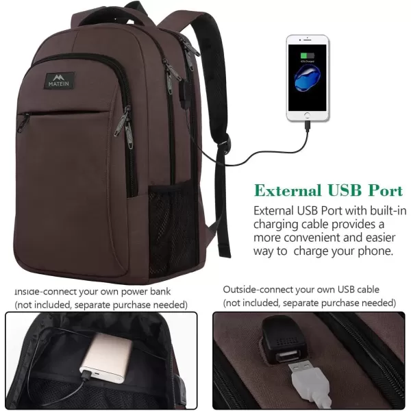 imageMATEIN Extra Large Backpack 17 Inch Travel Laptop Backpack with USB Charging Port Anti Theft TSA Friendly Business Work College Computer Backpack for Men Women BlackDark Brown