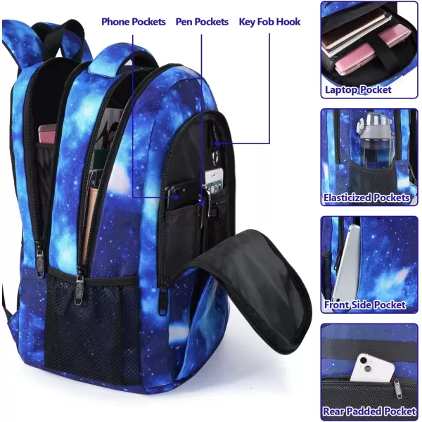 imageMATEIN Extra Large Backpack 17 Inch Travel Laptop Backpack with USB Charging Port Anti Theft TSA Friendly Business Work College Computer Backpack for Men Women BlackGalaxy