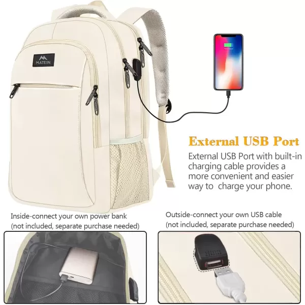 imageMATEIN Extra Large Backpack 17 Inch Travel Laptop Backpack with USB Charging Port Anti Theft TSA Friendly Business Work College Computer Backpack for Men Women BlackBeige