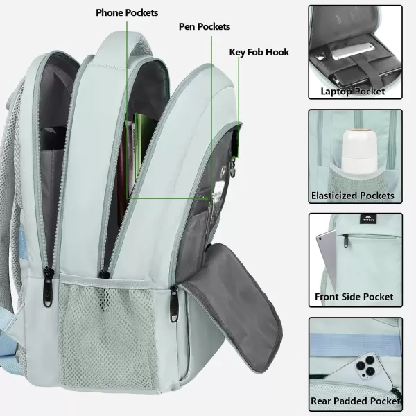 imageMATEIN Extra Large Backpack 17 Inch Travel Laptop Backpack with USB Charging Port Anti Theft TSA Friendly Business Work College Computer Backpack for Men Women BlackLight Blue