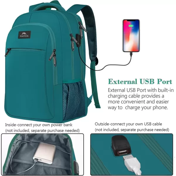 imageMATEIN Extra Large Backpack 17 Inch Travel Laptop Backpack with USB Charging Port Anti Theft TSA Friendly Business Work College Computer Backpack for Men Women BlackPeacock Blue