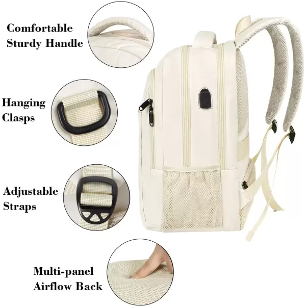 imageMATEIN Extra Large Backpack 17 Inch Travel Laptop Backpack with USB Charging Port Anti Theft TSA Friendly Business Work College Computer Backpack for Men Women BlackBeige