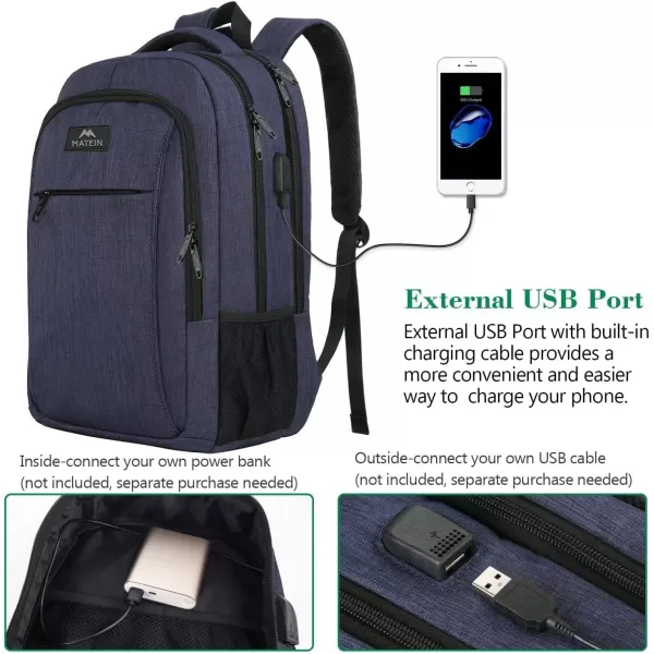 imageMATEIN Extra Large Backpack 17 Inch Travel Laptop Backpack with USB Charging Port Anti Theft TSA Friendly Business Work College Computer Backpack for Men Women BlackBlue