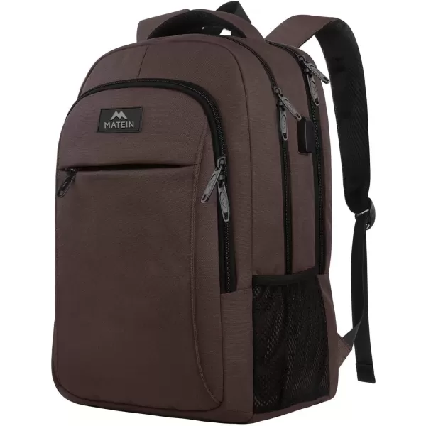 imageMATEIN Extra Large Backpack 17 Inch Travel Laptop Backpack with USB Charging Port Anti Theft TSA Friendly Business Work College Computer Backpack for Men Women BlackTawny Brown