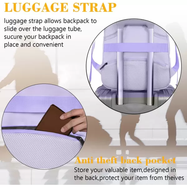 imageMATEIN Extra Large Backpack 17 Inch Travel Laptop Backpack with USB Charging Port Anti Theft TSA Friendly Business Work College Computer Backpack for Men Women BlackLavender Purple