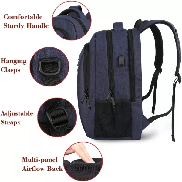 imageMATEIN Extra Large Backpack 17 Inch Travel Laptop Backpack with USB Charging Port Anti Theft TSA Friendly Business Work College Computer Backpack for Men Women BlackBlue