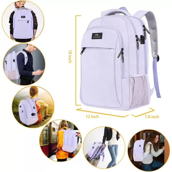 imageMATEIN Extra Large Backpack 17 Inch Travel Laptop Backpack with USB Charging Port Anti Theft TSA Friendly Business Work College Computer Backpack for Men Women BlackLavender Purple