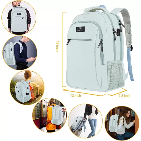 imageMATEIN Extra Large Backpack 17 Inch Travel Laptop Backpack with USB Charging Port Anti Theft TSA Friendly Business Work College Computer Backpack for Men Women BlackLight Blue