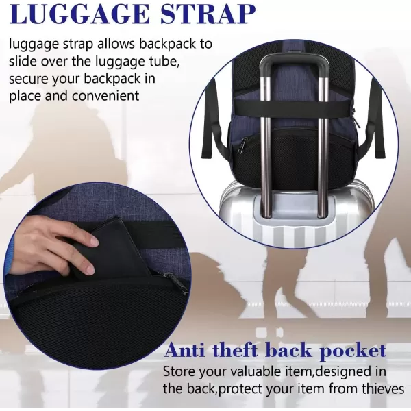 imageMATEIN Extra Large Backpack 17 Inch Travel Laptop Backpack with USB Charging Port Anti Theft TSA Friendly Business Work College Computer Backpack for Men Women BlackNavy Blue