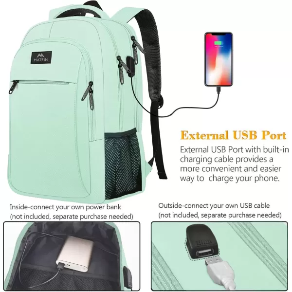 imageMATEIN Extra Large Backpack 17 Inch Travel Laptop Backpack with USB Charging Port Anti Theft TSA Friendly Business Work College Computer Backpack for Men Women BlackMint Green