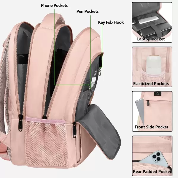 imageMATEIN Extra Large Backpack 17 Inch Travel Laptop Backpack with USB Charging Port Anti Theft TSA Friendly Business Work College Computer Backpack for Men Women BlackLight Pink