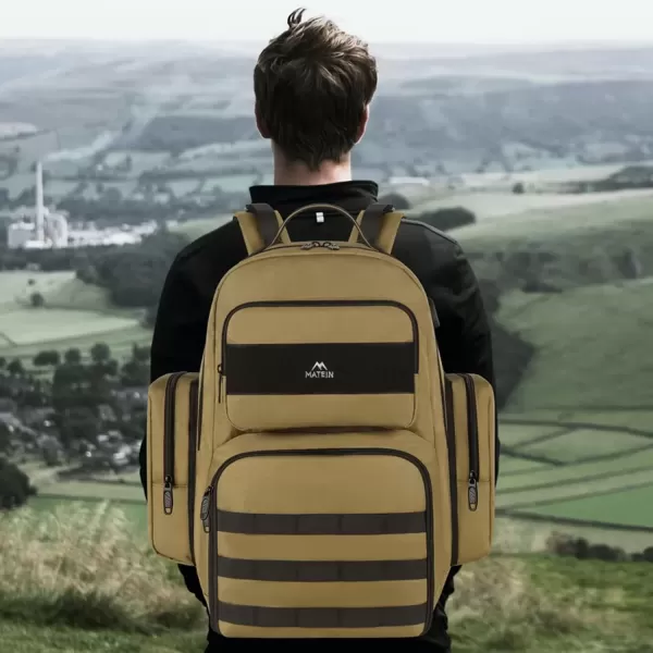 imageMATEIN Lunch Backpack for Men 156 Inch Travel Laptop Backpack Insulated Cooler Bag Lunch box Rucksack with USB Charging Port Extra Large Water Resistant College Work Computer Daypack Gifts for MenBrown