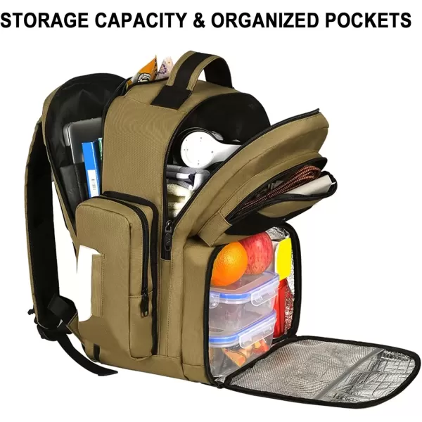 imageMATEIN Lunch Backpack for Men 156 Inch Travel Laptop Backpack Insulated Cooler Bag Lunch box Rucksack with USB Charging Port Extra Large Water Resistant College Work Computer Daypack Gifts for MenBrown