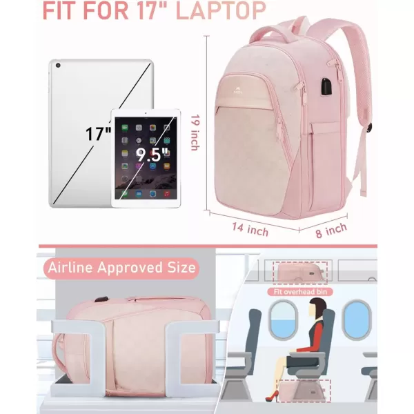 imageMATEIN Pink Backpack for Women Anti Theft 17 Inch Laptop Backpack with USB Charging Port Large TSA Water Resistant Airline Approved Lightweight College Travel Daypack Cute Nurse Work Computer Bag