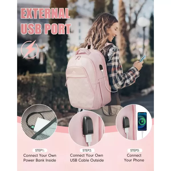 imageMATEIN Pink Backpack for Women Anti Theft 17 Inch Laptop Backpack with USB Charging Port Large TSA Water Resistant Airline Approved Lightweight College Travel Daypack Cute Nurse Work Computer Bag