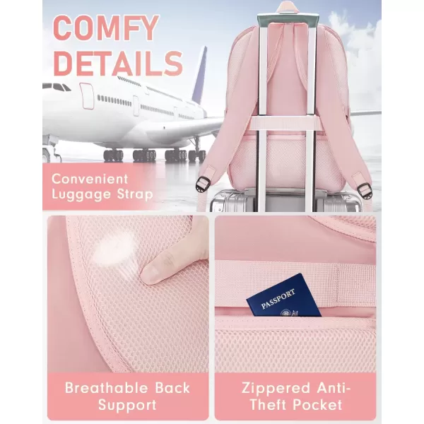 imageMATEIN Pink Backpack for Women Anti Theft 17 Inch Laptop Backpack with USB Charging Port Large TSA Water Resistant Airline Approved Lightweight College Travel Daypack Cute Nurse Work Computer Bag